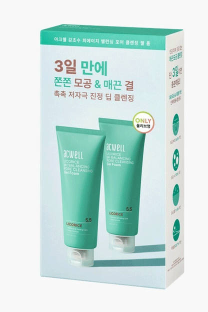 Acwell Licorice pH Balancing Pore Cleansing Gel Foam (Duo Set)