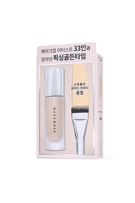 WAKEMAKE Water Velvet Cover Foundation SPF38/PA++ (Brush Set)